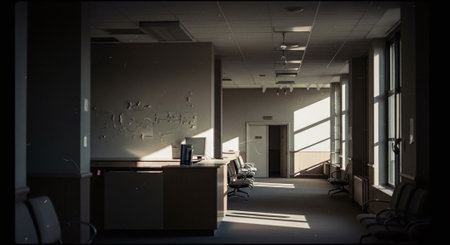Abandoned office interior. Nobody inside. 3D Renderingの素材