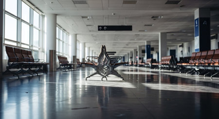 Empty chairs in an airport terminal. Selective focus. Shallow depth of fieldの素材
