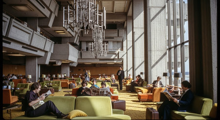 Group of people sitting in a coffee shop and reading a book.の素材
