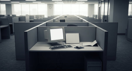 Interior of an empty open space office. 3D Renderingの素材