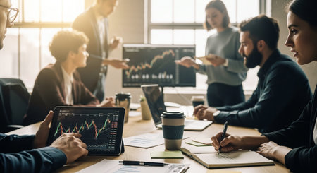 Group of business people working together in the office. Business concept.の素材