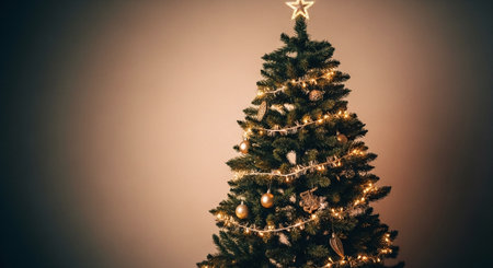 A beautifully decorated christmas tree with lights and ornamentsの素材