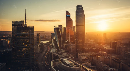 Shanghai skyline at sunset. Shanghai is the capital of China.の素材