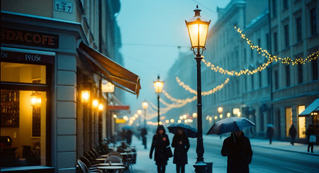 People walk along the streets of St. Petersburg.の素材
