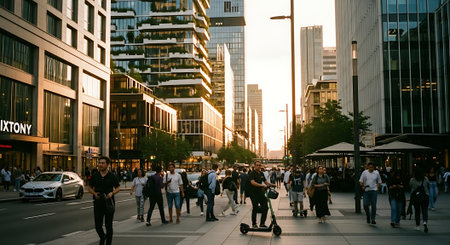 people in Frankfurt, Germany. Frankfurt is the capital and the most populous city of Germany.の素材
