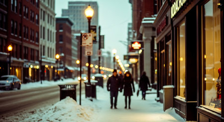 People walking on the streets of New York City in winter.の素材