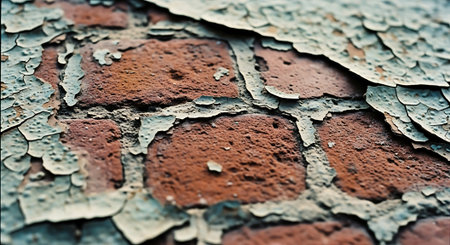Old brick wall with peeling paint. Abstract background and texture for design.の素材