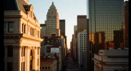 Cityscape of New York City, USA. Abstract blurred background.の素材