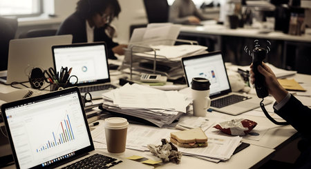 Business People Working Office Laptop Technology Teamwork Concept. Croppedの素材