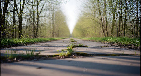 Pathway through the forest in early spring. Early spring in Polandの素材