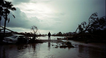 Cambodia, Siem Reap 12/08/2014. A man on the bank of the river.の素材