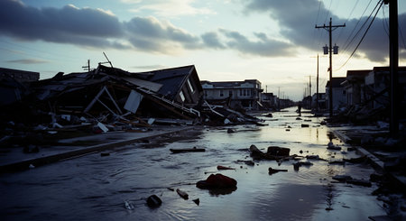 Flooded Street After Major Storm Destructionの素材
