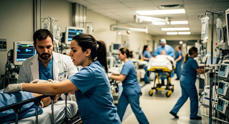 Team of doctors and nurses working in the operating room of a hospitalの素材