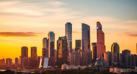 Shanghai city skyline at sunset, China. Shanghai is the financial center of China.の素材