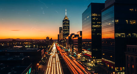 Night view of charlotte north carolina usa at duskの素材