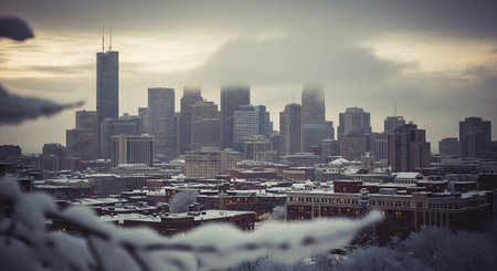 Boston Skyline at Winter, Boston, Massachusetts, United States.の素材