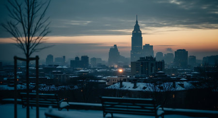 Beautiful panoramic view of the city of Warsaw, Poland.の素材