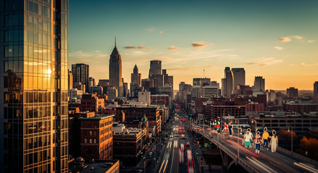 Chicago downtown at sunset.の素材