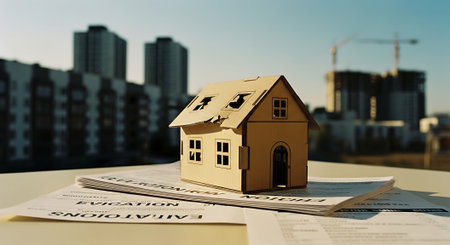 House model with real estate contract on table. Real estate concept.の素材