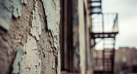 Detail of an old abandoned factory building. Selective focus.の素材