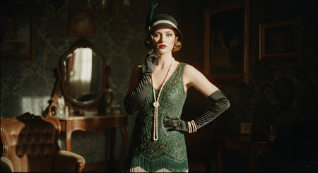 Portrait of a beautiful young woman in steampunk costume. Retro style.の素材