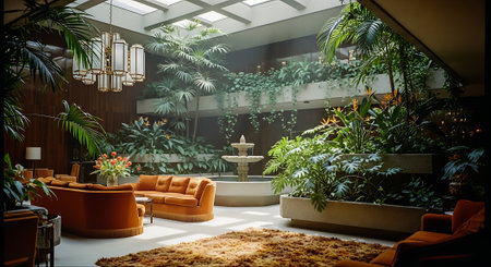 Interior of modern living room with plants. 3d render.の素材