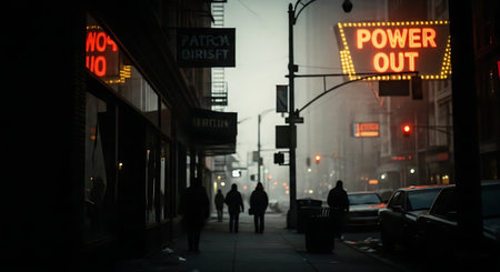 People walking in the streets of New York at nightの素材