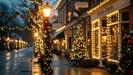 Christmas lights on the streets of the old city. Blurred backgroundの素材