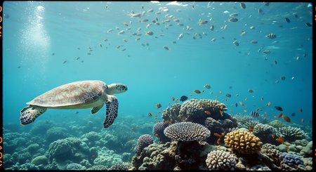 Hawaiian Green Sea Turtle (Chelonia mydas) in the Red Seaの素材