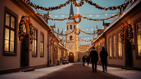 Christmas and New Year holidays in the old town of Tallinn, Estoniaの素材