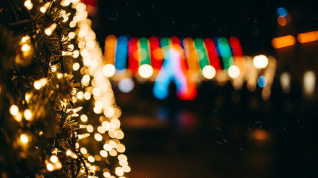 Interior of a hotel lobby at night with a lot of plantsの素材