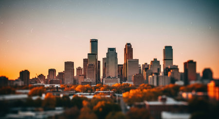 New York City skyline at sunset with urban skyscrapers. USA.の素材