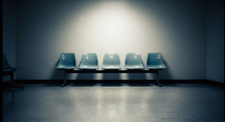 Empty chairs in the waiting room of a hospital. 3d renderingの素材