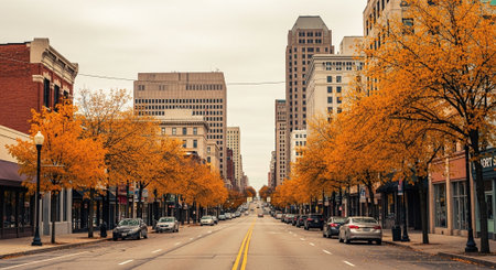 Street view of Boston during autumn season.の素材