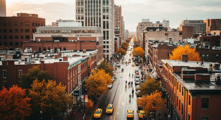 Streets of Boston in autumn, USA.の素材