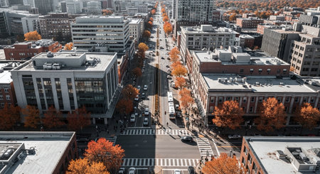 Aerial view of Boston downtown.の素材