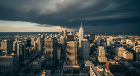 Aerial view of downtown Los Angeles, California, United States.の素材