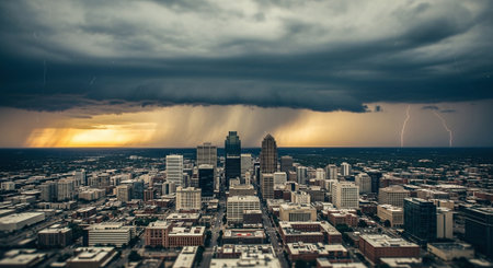 Storm over the city of Pittsburgh, Pennsylvania, United States of America.の素材