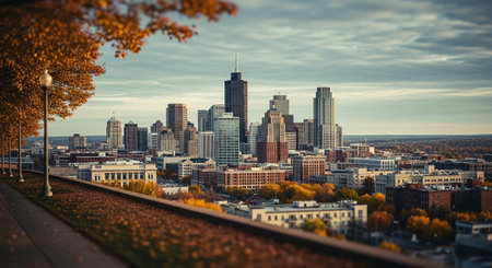 Boston Skyline, Massachusetts, USA. Panoramic View of the Financial District in Autumn.の素材