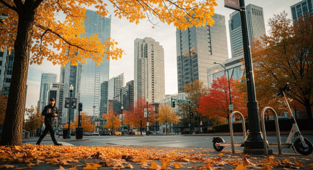 Manhattan Central Park in Autumn. Manhattan is the most densely populated of the five boroughs of New York Cityの素材