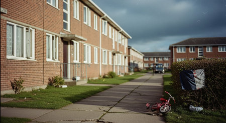 Post-War Housing Estate Street Sceneの素材