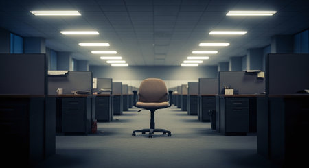 3D render of an empty office with no people in it.の素材