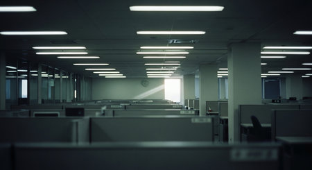 Interior of an empty office. 3d rendering, toned imageの素材