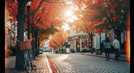 Street view of Amsterdam during autumn seasonの素材