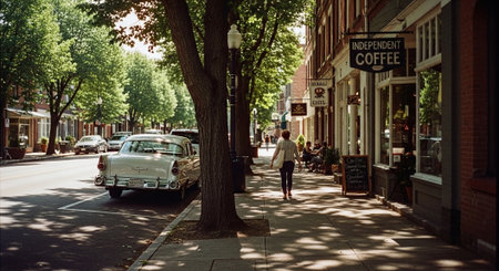 People walking on a street in Boston.の素材
