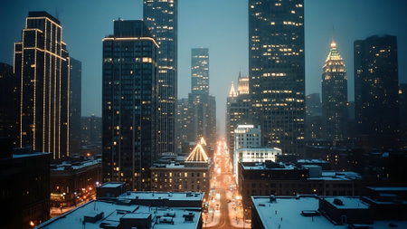 Cityscape at night. 3d rendering toned image double exposureの素材