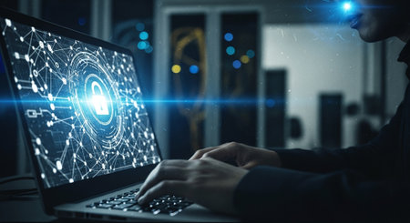 Cyber security data protection business technology privacy concept. 3D renderingの素材