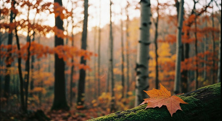 Autumn leaves in the forest. Autumn background. Fall season conceptの素材