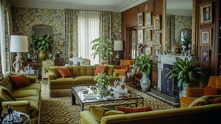 Luxury living room interior in classic style with sofasの素材