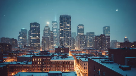 Boston skyline at night, Massachusetts, USA. Travel and architecture concept.の素材